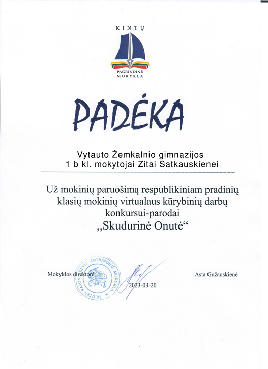 Padėka Mokytojai-1
